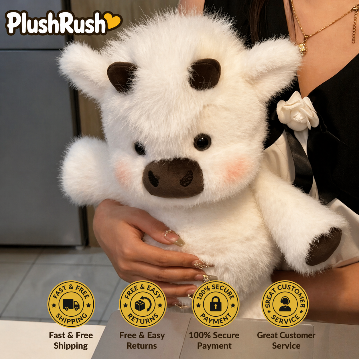 PlushRush® Running Highland Cow Plushie